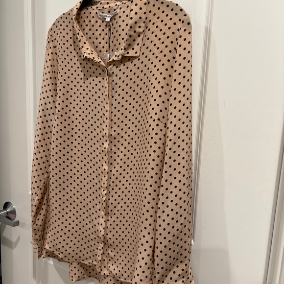 Polk Dot Nude/Black long sleeve silk blouse NWT - Picture 3 of 13